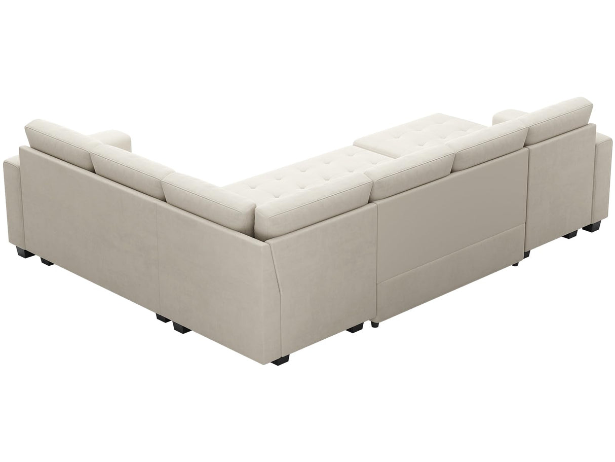 Modular Sectional Sleeper Sofa with Pull Out Bed U Shaped Sectional Sofa Couch