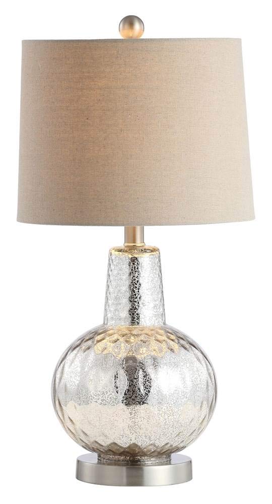 Lighting Collection Atlas Silver/ Ivory Shade 24-inch Bedroom Living Room Home Office