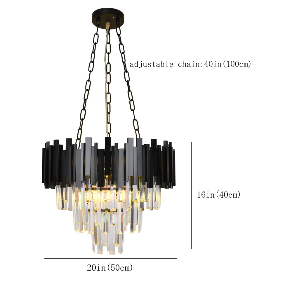 Crystal Chandeliers Light Fixtures Black Round Raindrop Crystal Pendant Light Ceiling