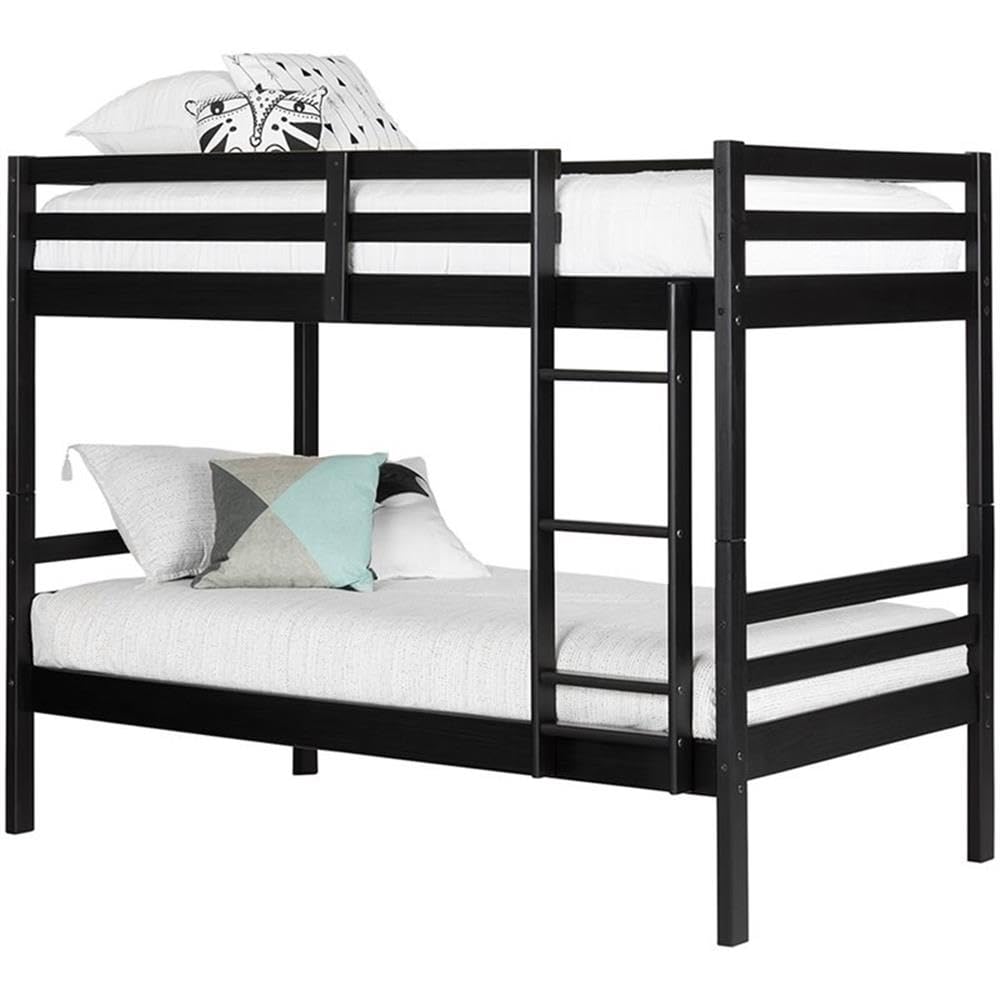 Row Contemporary Twin Over Twin Bunk Bed in Matte Black