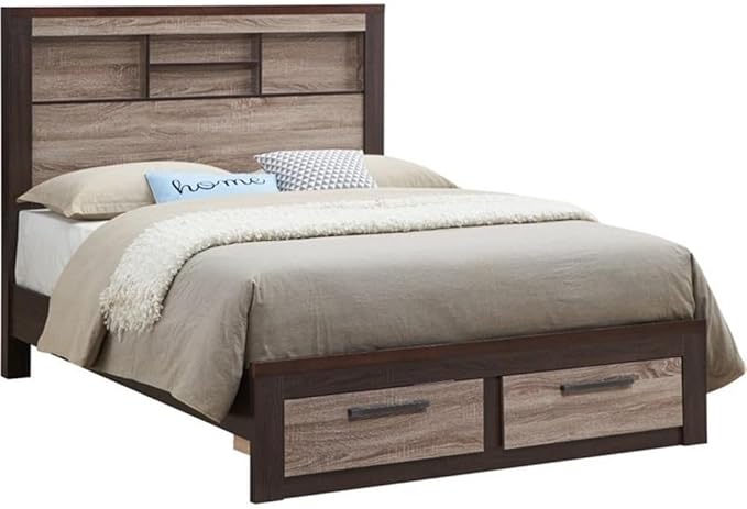 Magnolia Wood King Bed in Gray and Brown