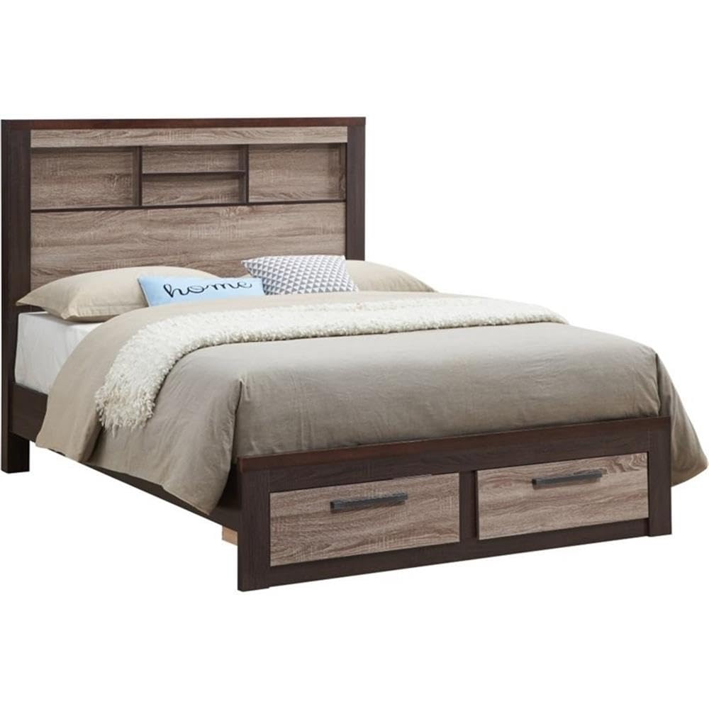 Magnolia Wood King Bed in Gray and Brown