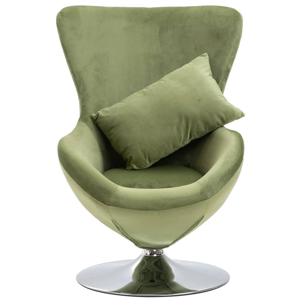 Egg Chair with Removable Cushion, Light Green Velvet Upholstery