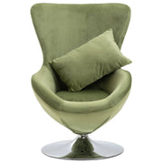 Egg Chair with Removable Cushion, Light Green Velvet Upholstery