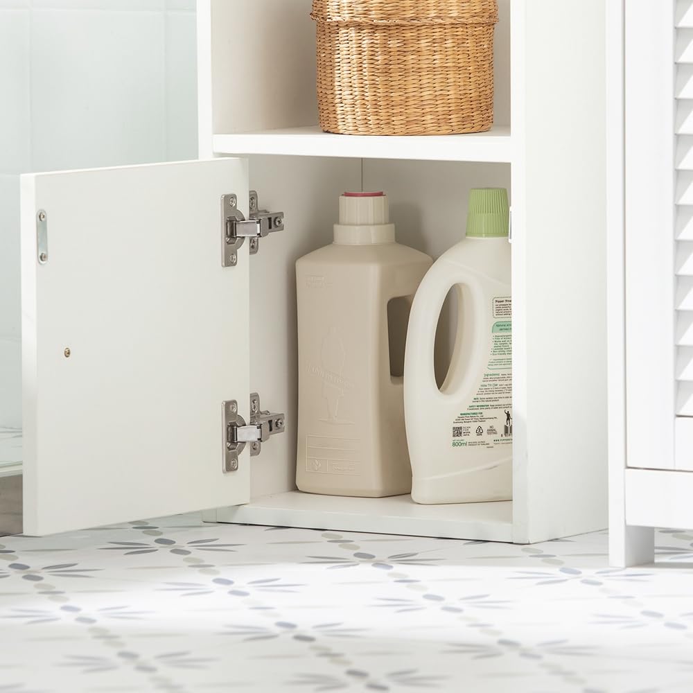 Bathroom Tall Slim Cabinet with 2 Drawers & 2 Doors, Bathroom Shelf