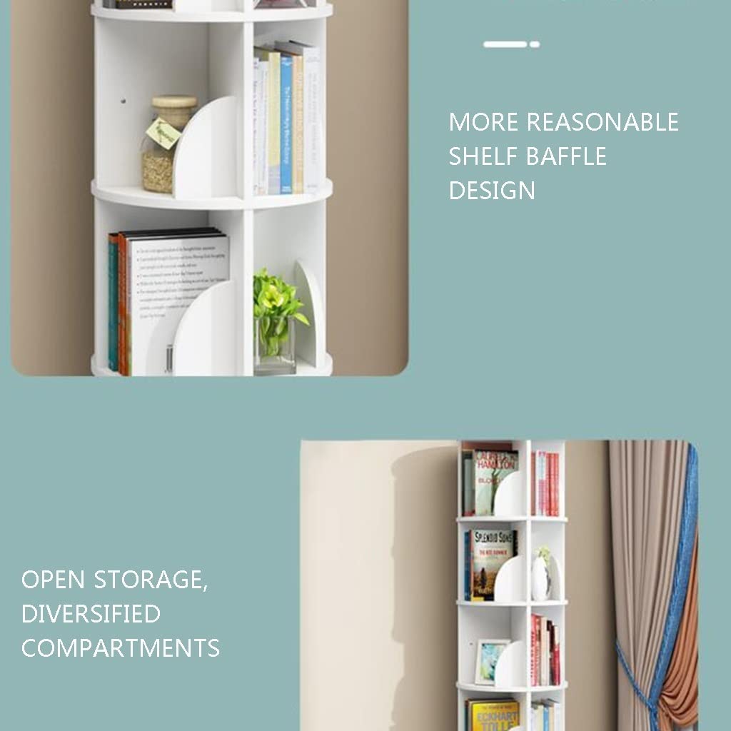 JOZZY Bookshelf,MDF Rotating Kids Floor Standing Book Height Adjustable in Reading Assemble The