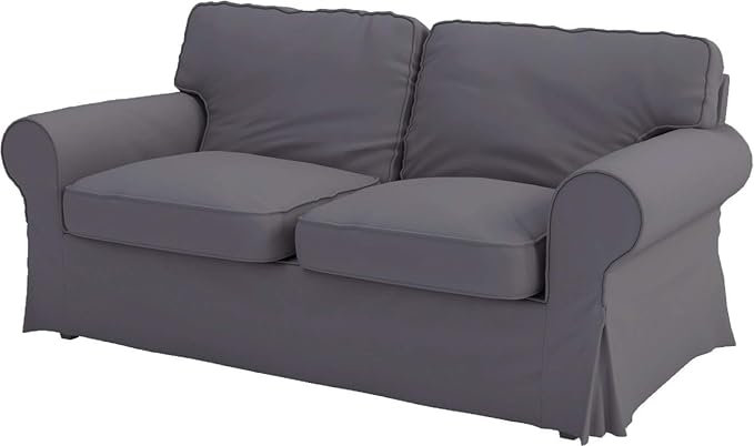 Sofa Covers Custom Made for IKEA Ektorp Loveseat Couch Slipcovers (Polyester Flax Light Gray, Ektorp Loveseat)