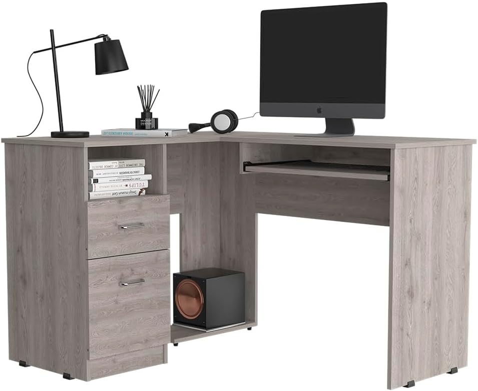 NicBex Kimberly-DW-00197-LWJ Home Office Desks, 47.2"x41.3"x30.4", Gray-1