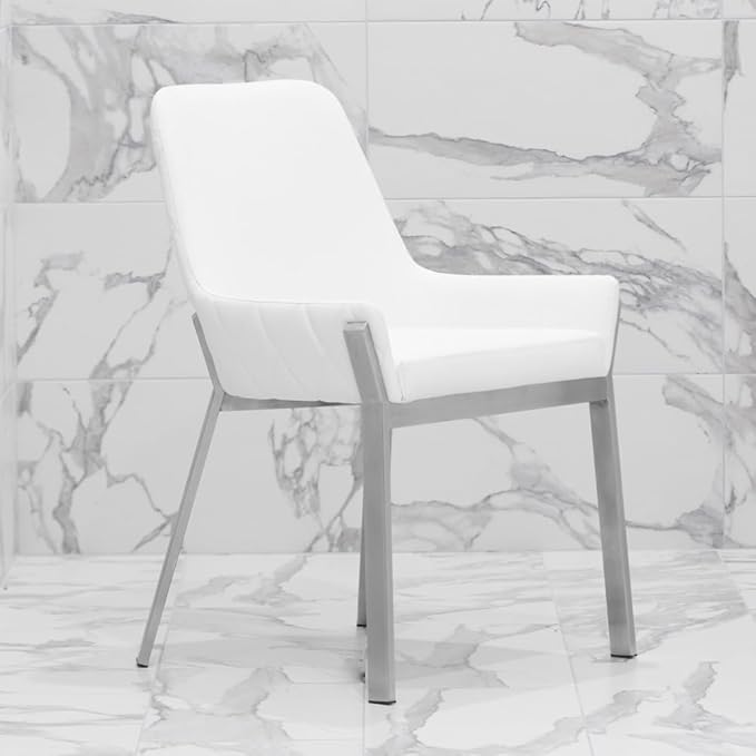 Sydney Gray Leatherette Dining Chair with Brushed Stainless Steel Legs