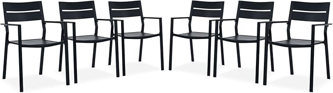 Patio Dining Chairs Set of 2, Metal Stackable Outdoor Chairs with Armrest