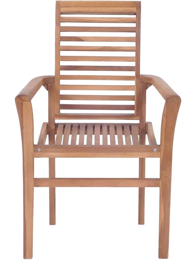 Solid Teak Wood Dining Chairs -Set of 6 | Stacking