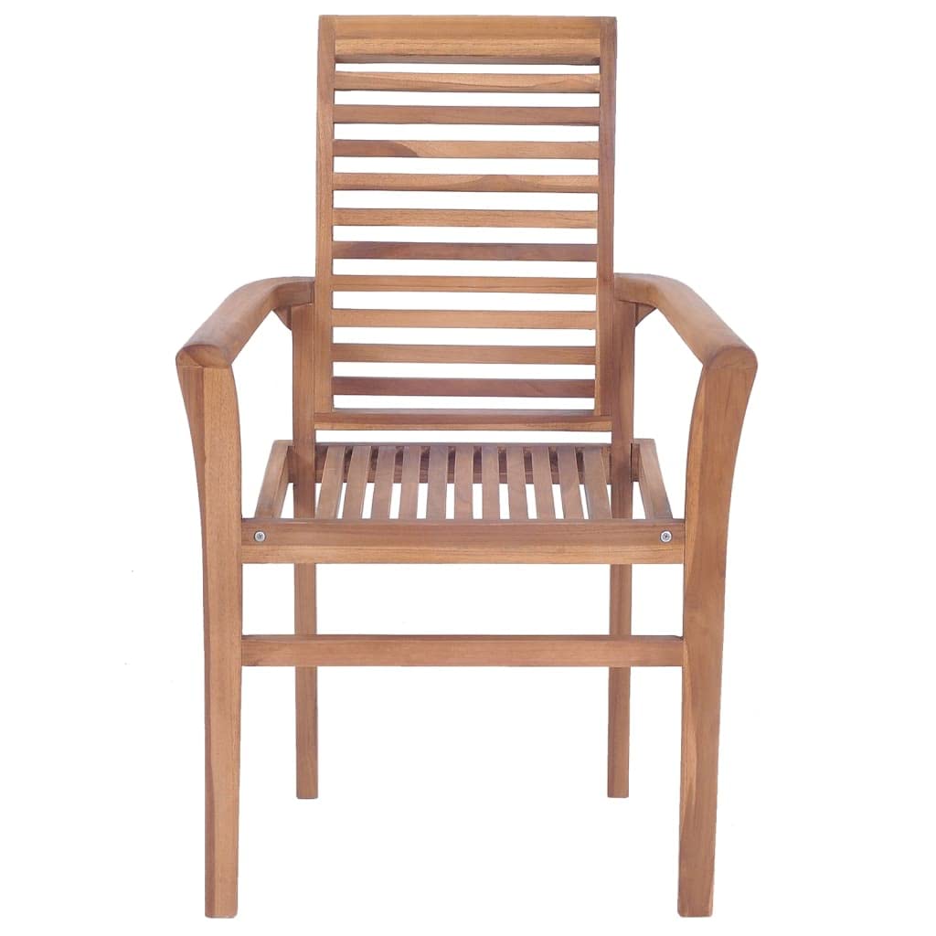 Solid Teak Wood Dining Chairs -Set of 6 | Stacking