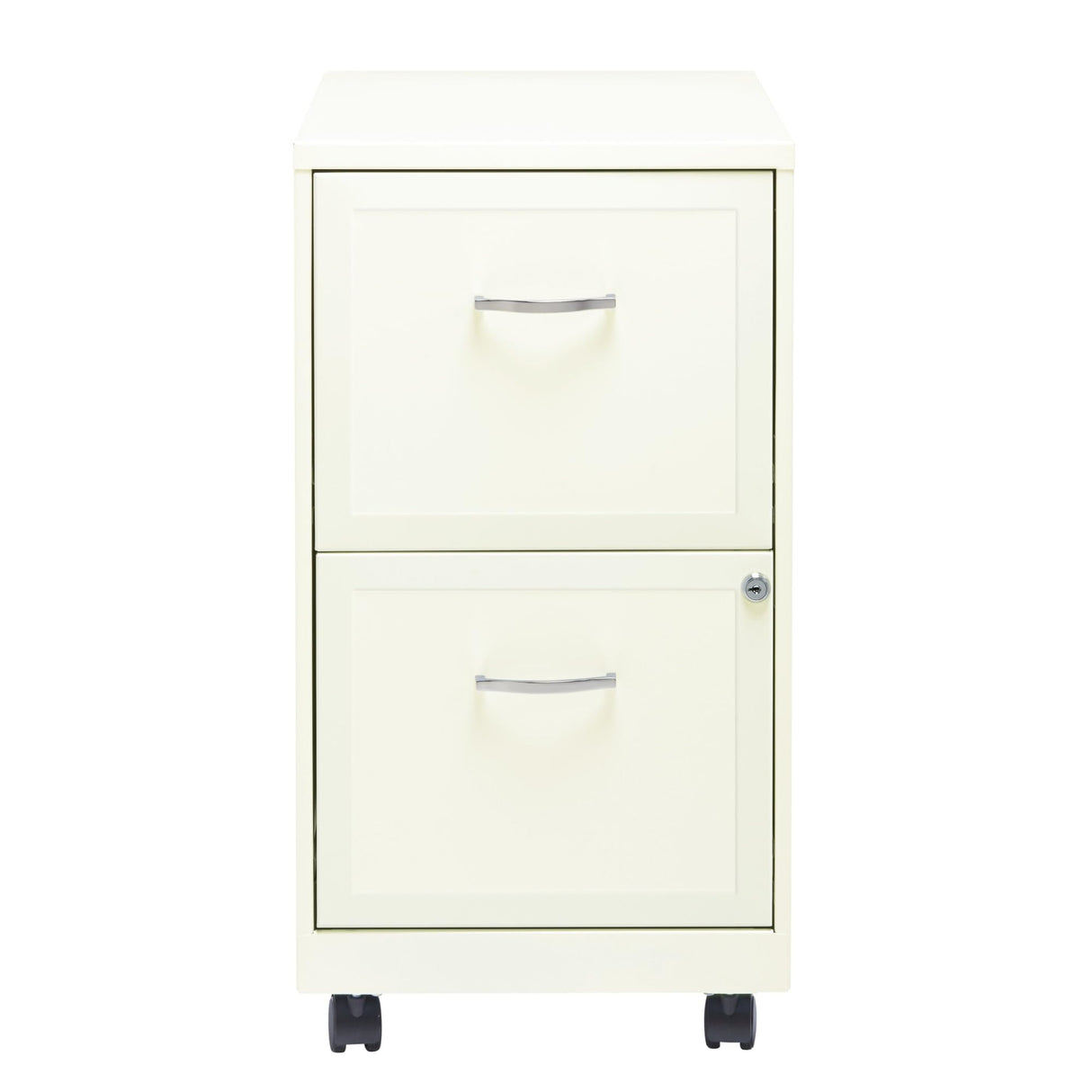 18"D SOHO Vertical Letter-Size Mobile File Cabinet, 2 Drawers, Pearl White