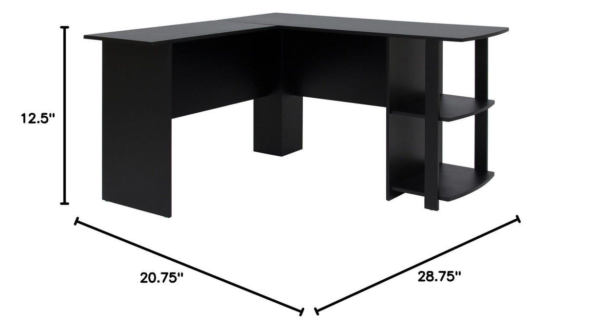 L-Shaped Corner Computer Office Desk Furniture- Black