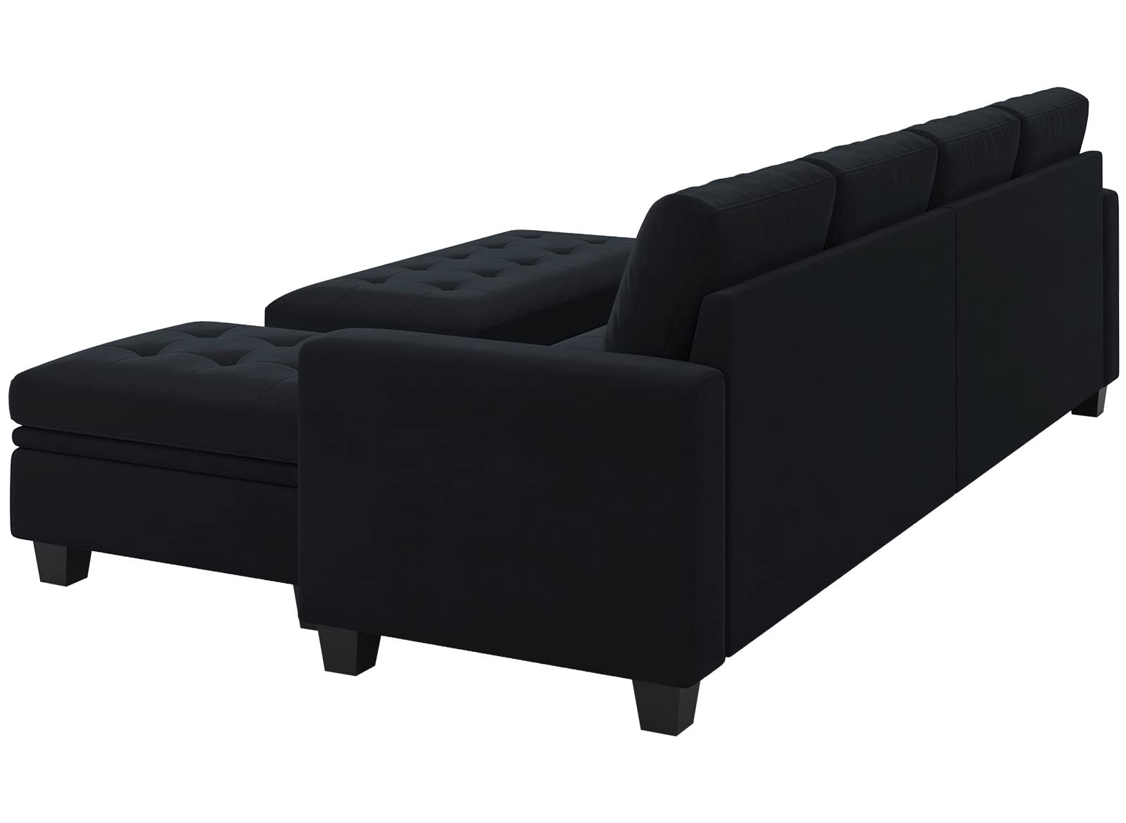 Velvet Convertible 4-Seat Sectional Sofa with Reversible Chaise L Shaped Sofa