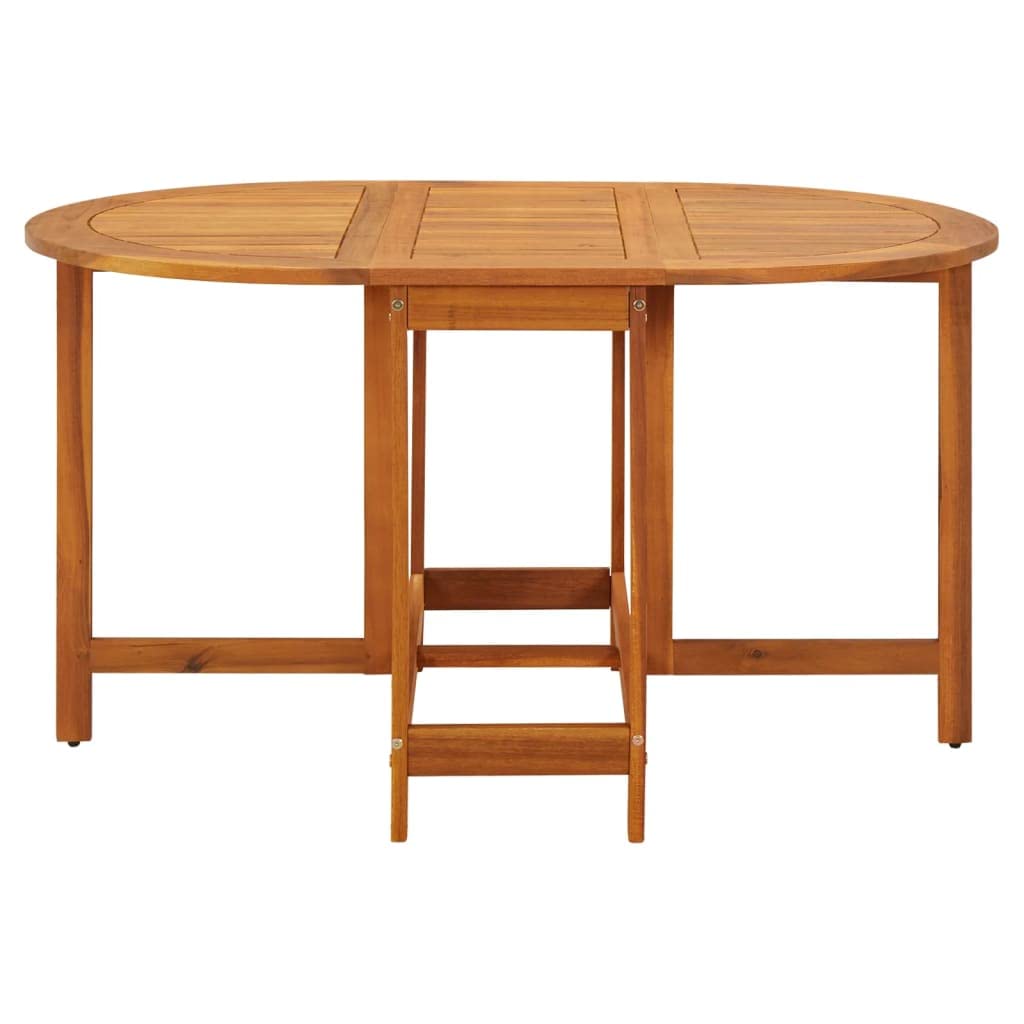 Oval Drop Leaf Patio Table - Solid Acacia Wood Outdoor Dining Furniture