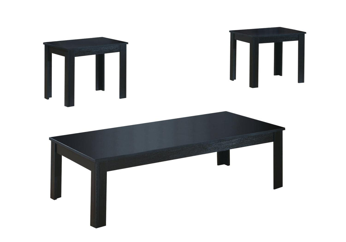 7840P Table, 3pcs Set, Coffee, End, Side, Accent, Living Room, Laminate, Black