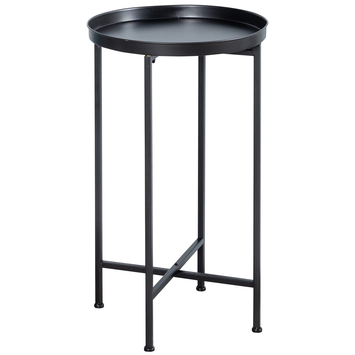 Small Round Metal Waterproof End Table, Accent Indoor&Outdoor Coffee Side Table