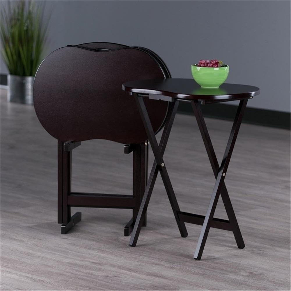 CurveNest 5-Piece Peanut Top Folding TV Tray Table Set
