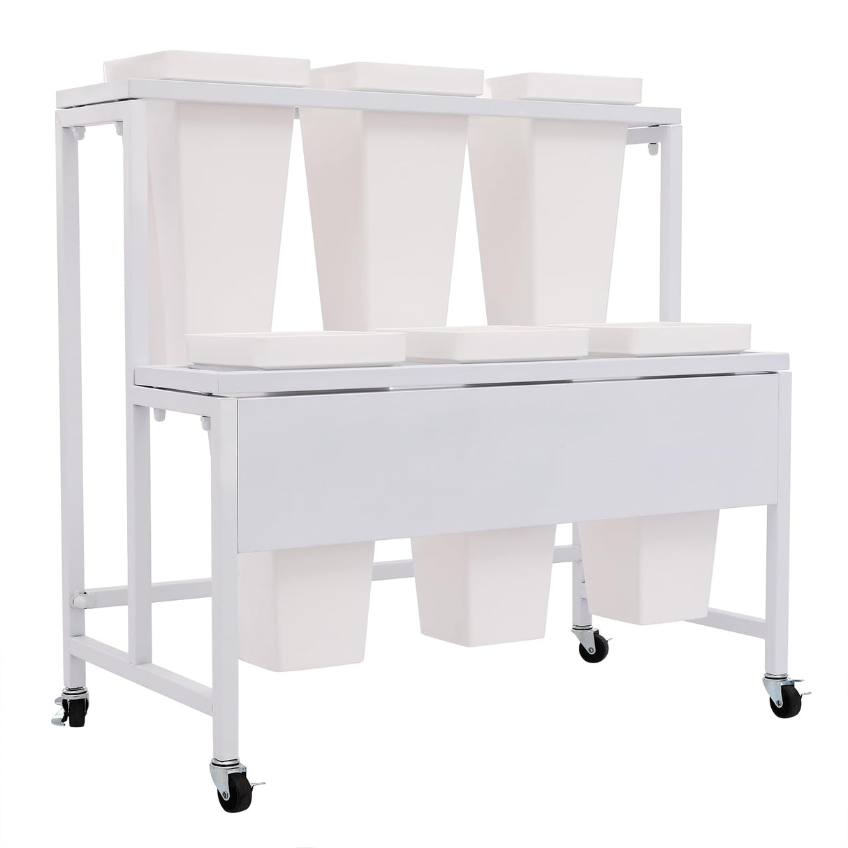 Modern 2-Tier Flower Display Stand with 6 Buckets