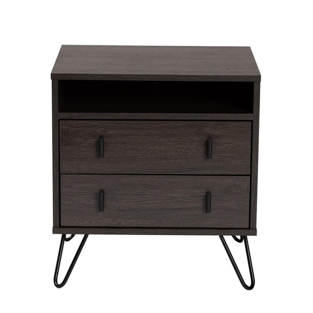 Rose Gold-Tone Finished Metal 2-Drawer Nightstand