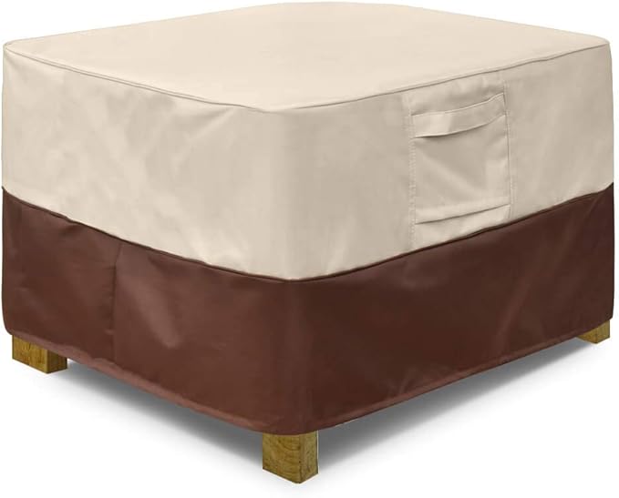 Rectangle Patio Ottoman Cover, Waterproof Outdoor Ottoman Cover with Padded Handles