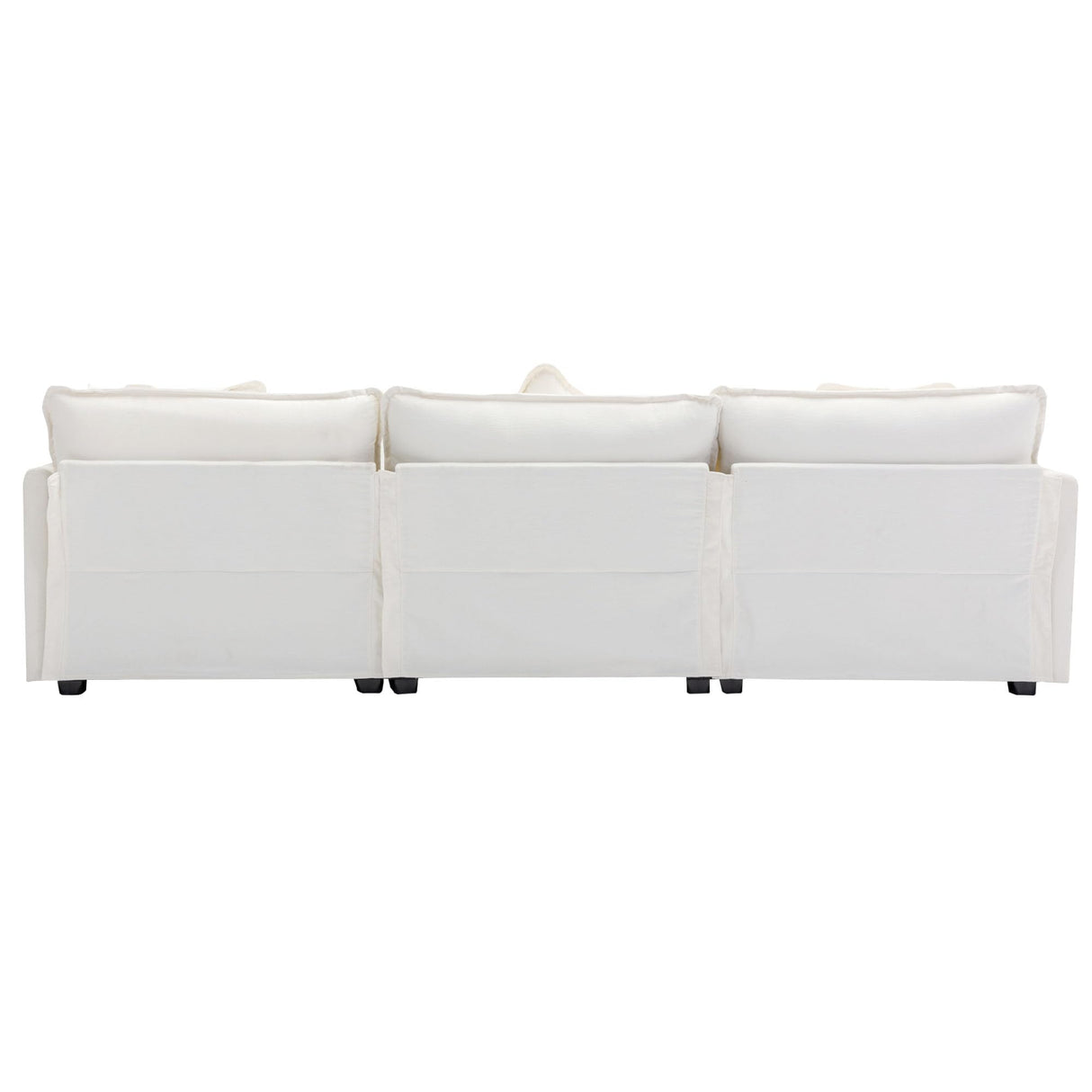 Modular Sectional Sofa Couch L-Shaped with Convertible Ottoman for Living Room, Modern Contemporary 3-Seat Sofa Couch for Apartment Office, Chenille Fabric, Beige