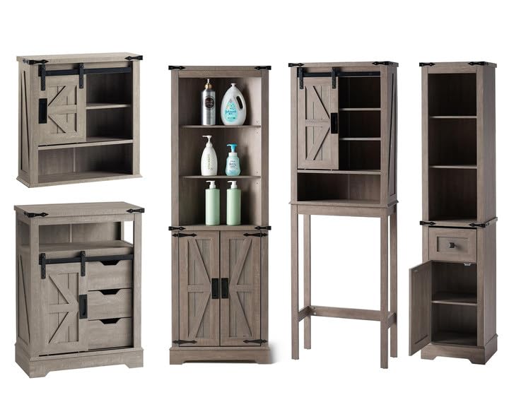 5-Piece Rustic Bathroom Storage Cabinet Set, Wall, Floor, Slim, Corner