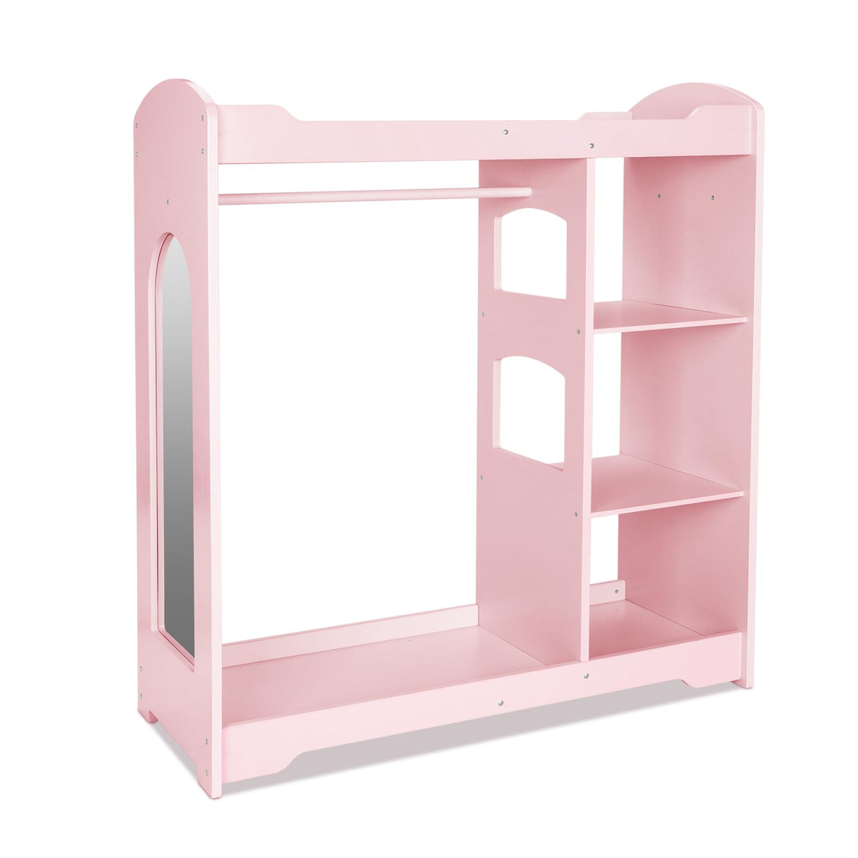Kids Clothing Rack and Armoire with Mirror, Appropriate Height Kids Dress up Storage