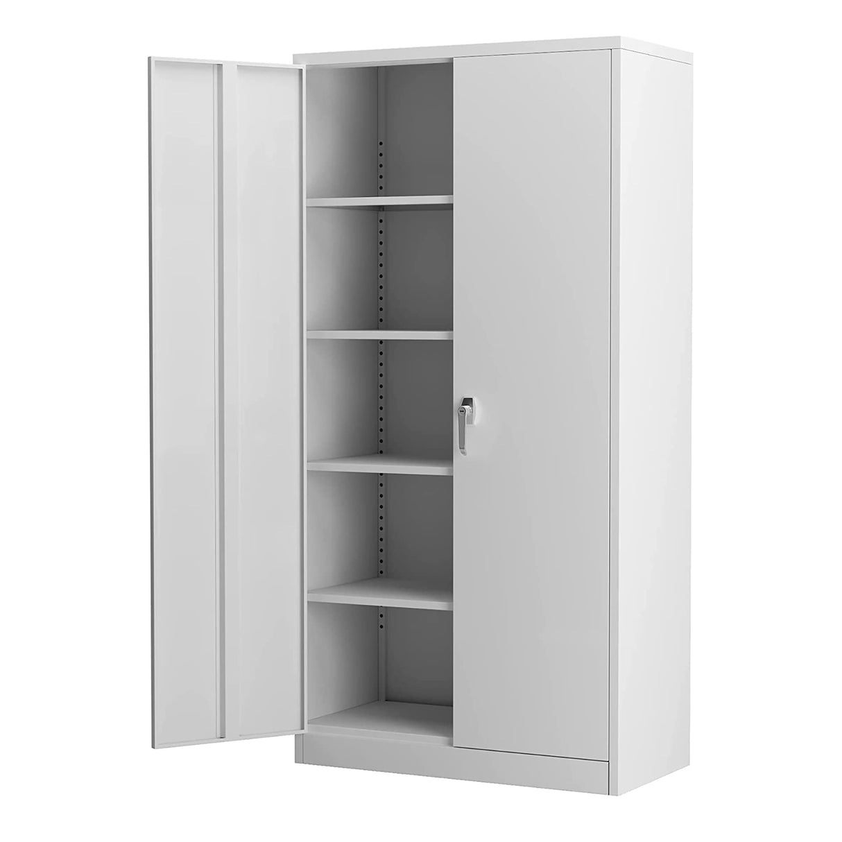 72 Inch Tall 2 Door Locking Metal Storage Cabinet Organizer with 4 Adjustable Shelves