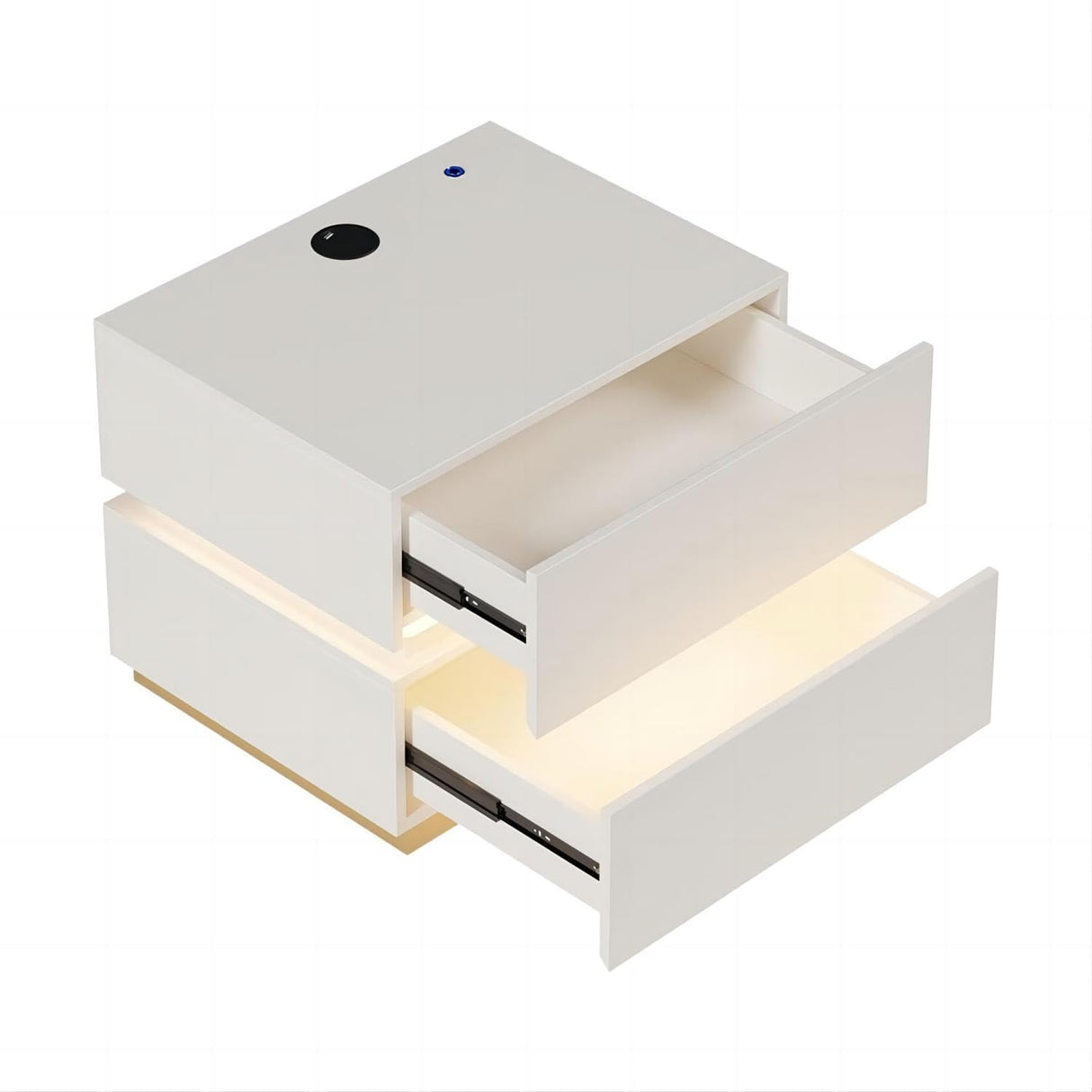 Modern White Smart LED Night Stand with Wireless Charging Station