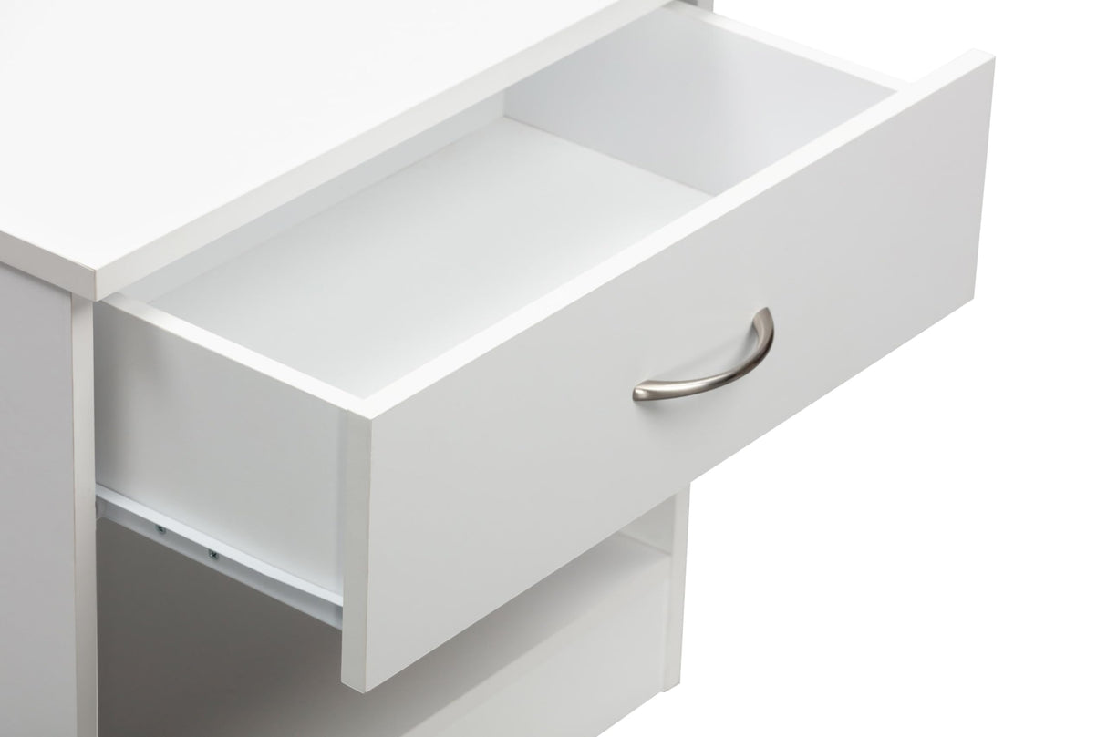 One Drawer Nightstand, Casual White Laminate