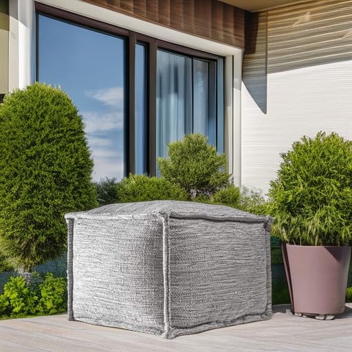 Sofia Casual Solid Indoor/Outdoor Filled Ottoman Pouf 14" x 20" x 20"