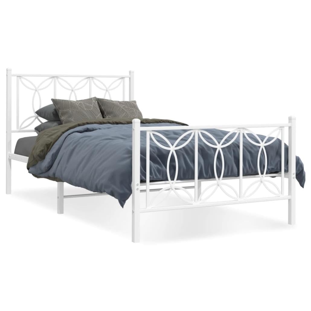 allesoky Bed Frame Without Mattress with Footboard White 39.4x78.7-White(100 x 200 cm)