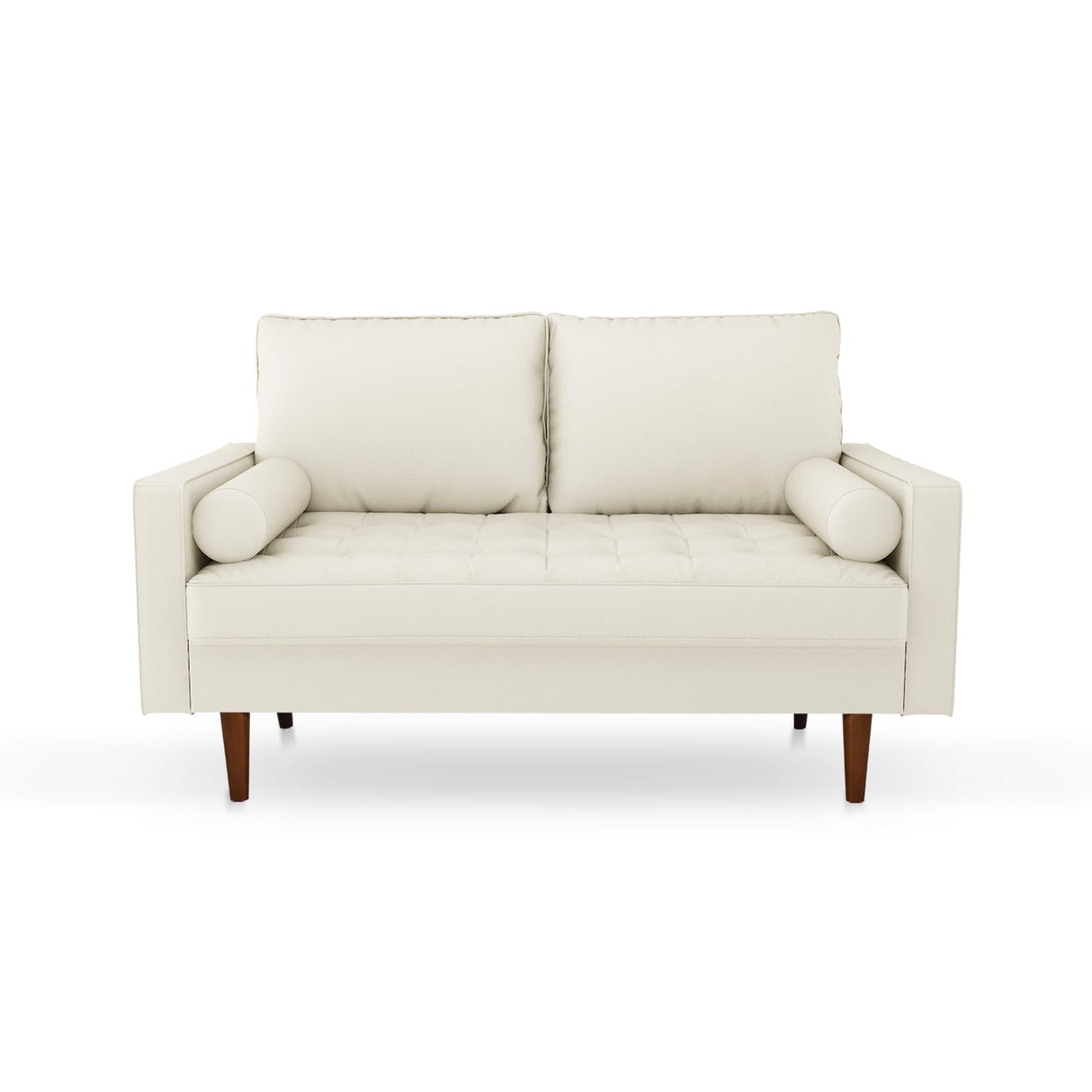 58 Inch Loveseat Couch for Small Spaces - Compact White Sofa