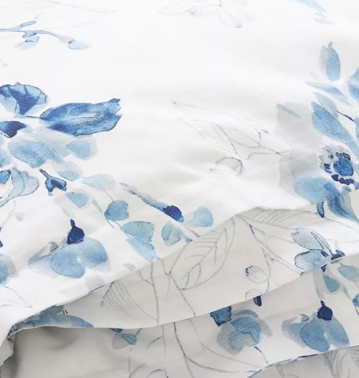 Sandra Blue Floral Full Queen 3 pc Comforter Set Shams (Queen)