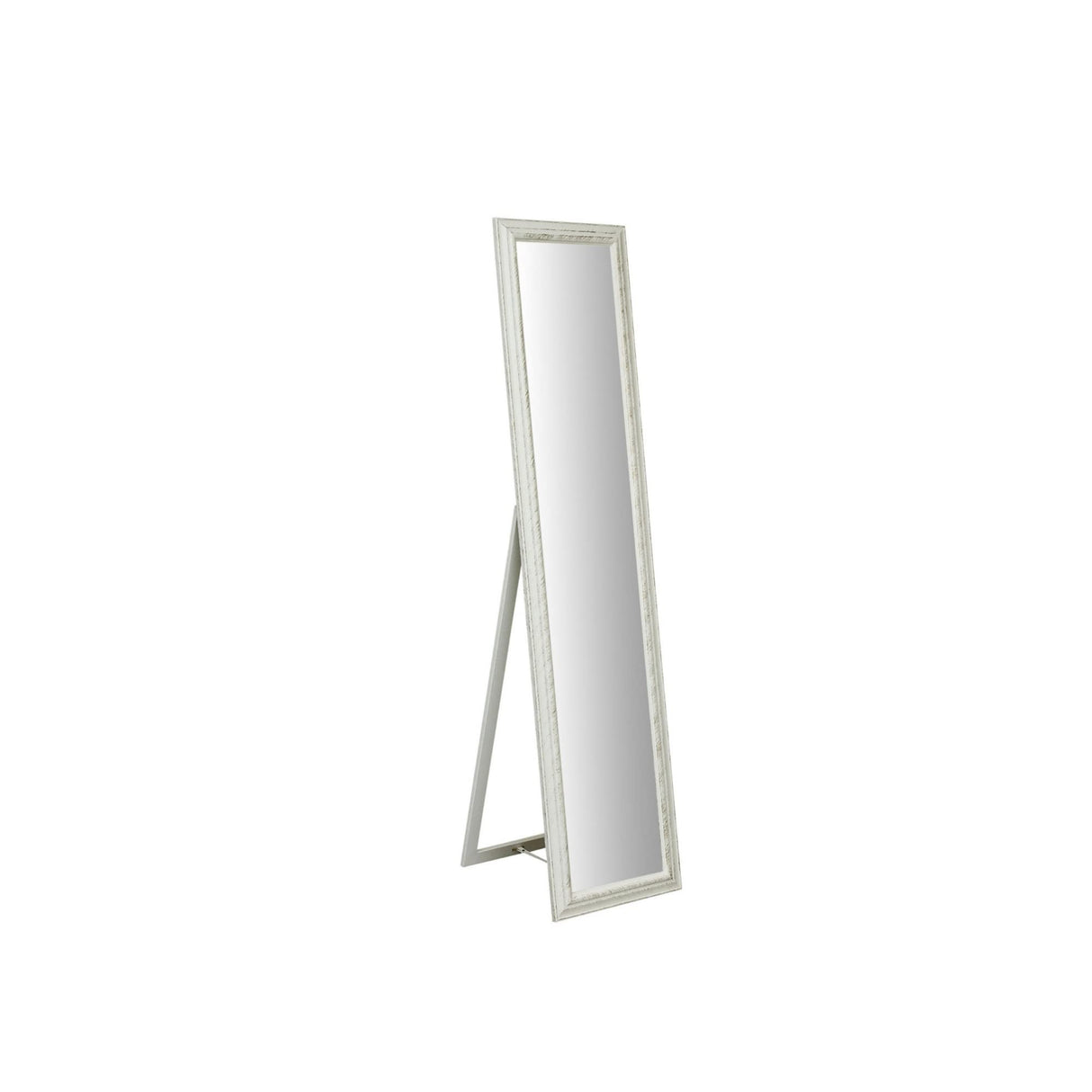 Antiqued White Finish Floor Mirror