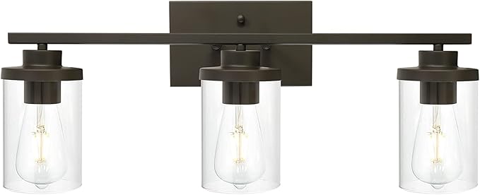 Farmhouse Vanity Lighting Fixtures Oil Rubbed Bronze 6 Light with Glass Shade Bathroom Light