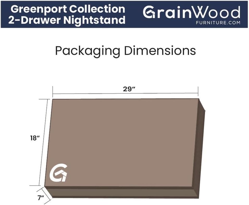 Greenport 2-Drawer Bedroom Nightstand, Solid Wood with Brushed