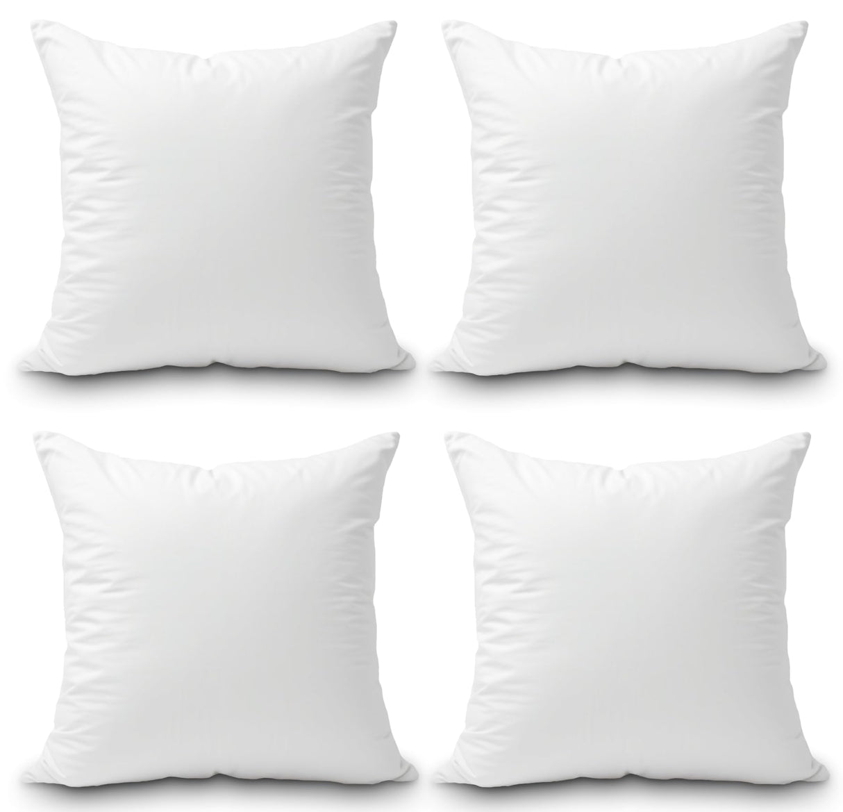 Throw Pillow Insert 20 x 20 inch (Set of 4) Hypoallergenic 100% Virgin Fiber Bed