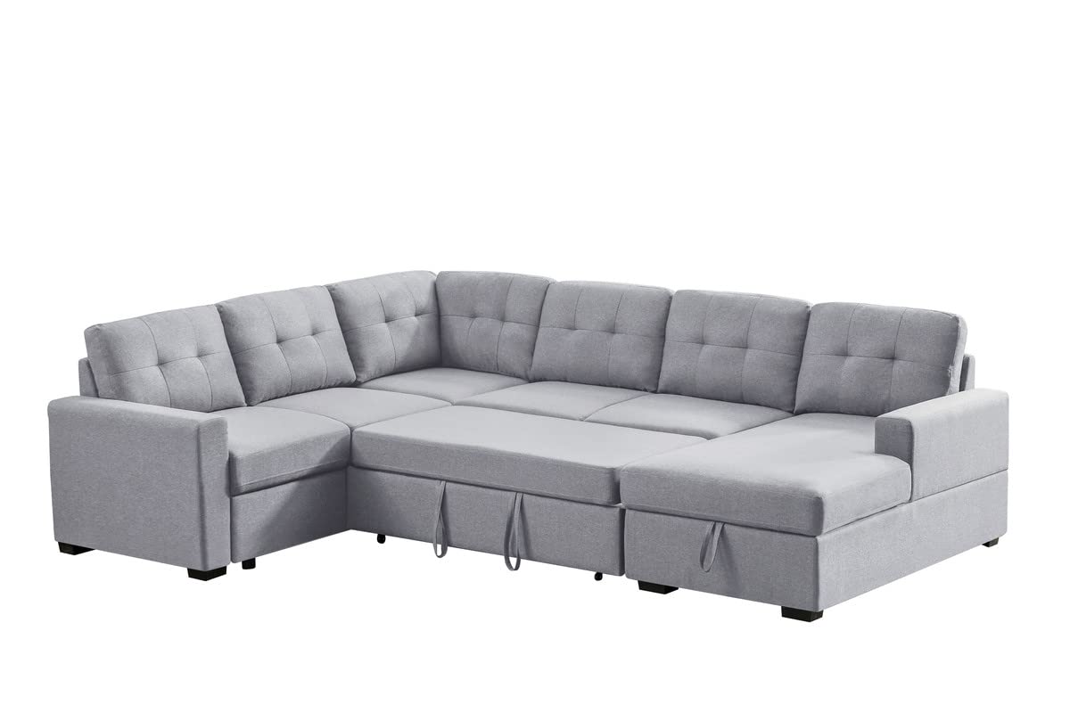 Oversized Convertible Tufted Sleeper Sectional Sofa with Pull Out Sleeper Couch Bed