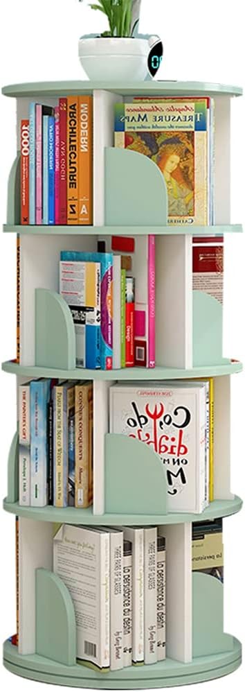 360° Rotating Bookshelf, Round Corner Large Capacity Storage Bookcase,Develop