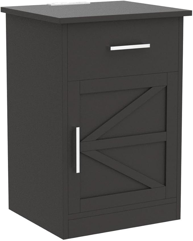 Set of 2 Nightstand with Charging Station and USB Ports & Power Outlets, Side Table