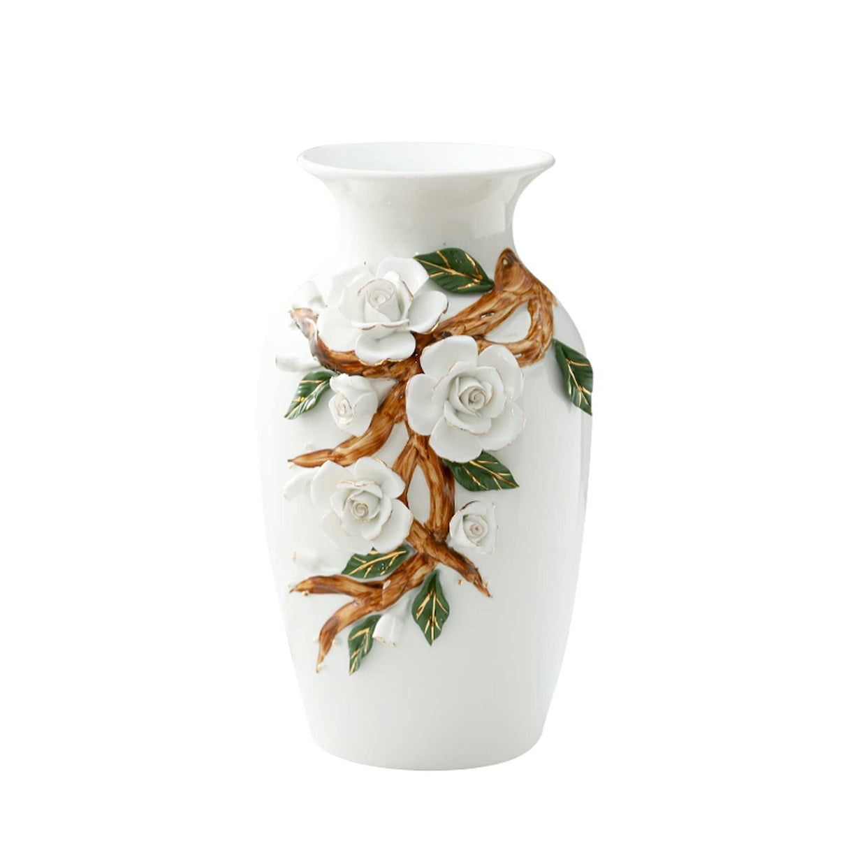 White Ceramic Vase, Modern Art Decorative Flowers Vases,Centerpieces for Dining Table