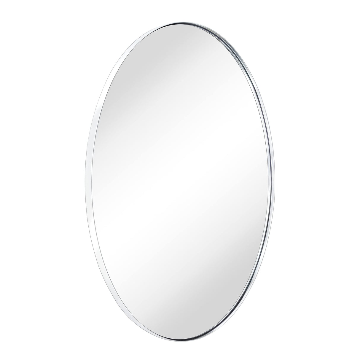 Oval Chrome Bathroom Mirror - 24x36 Inch Wall Mounted Vanity Mirror