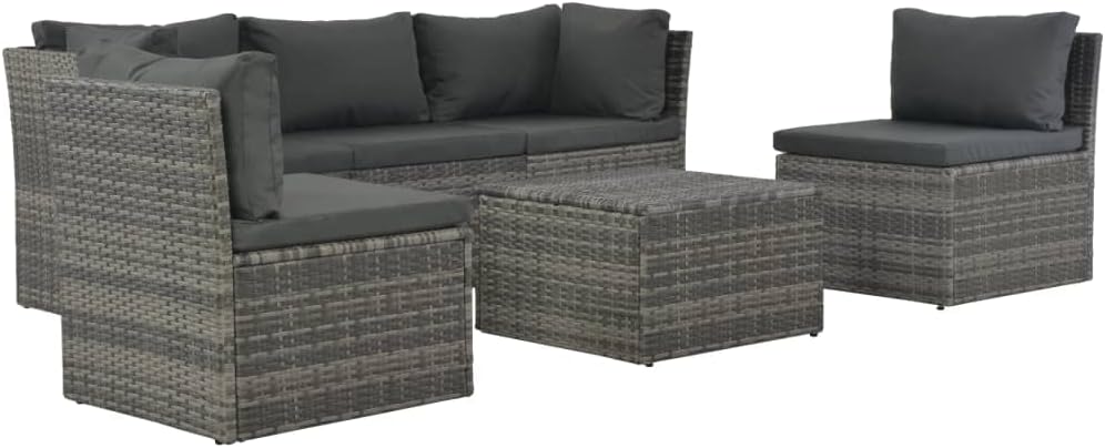 Patio Lounge Set 4 Piece, Outdoor Sofa Set with Cushions and Table