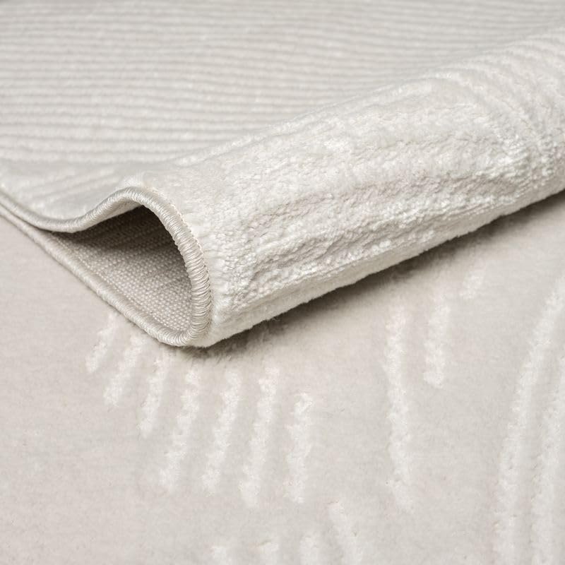 Zen Cream Area Rug 8x10 - Neutral Brush Stroke Design
