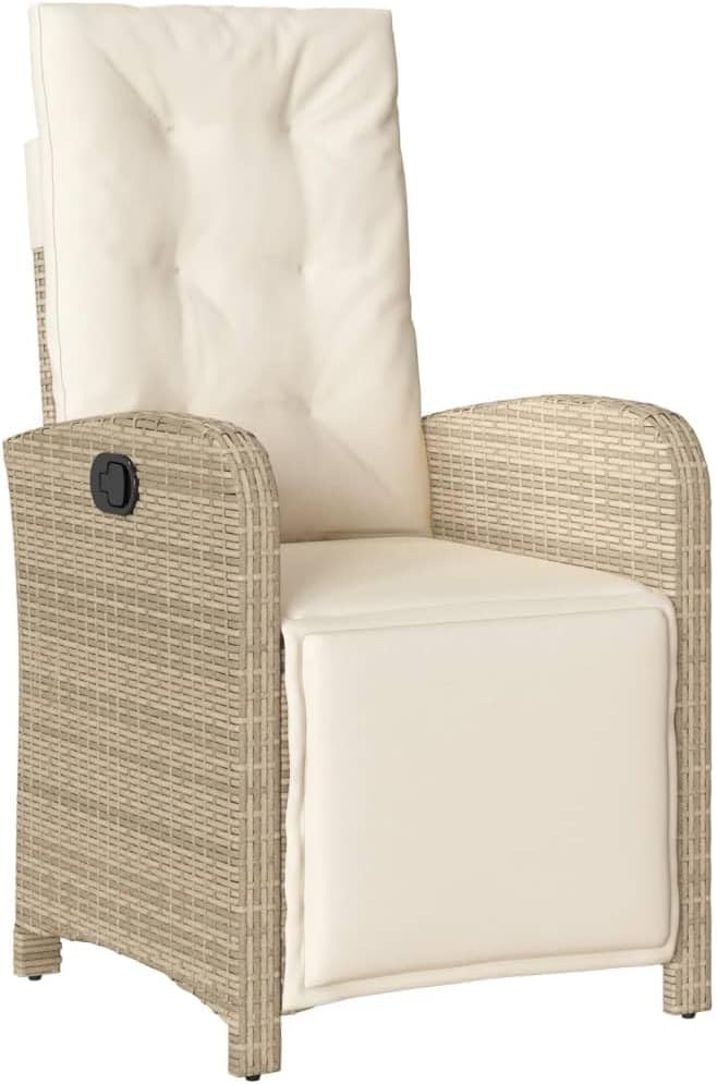 7 Piece Patio Dining Set with Cushions Beige Poly Rattan,Furniture,Outdoor Furniture