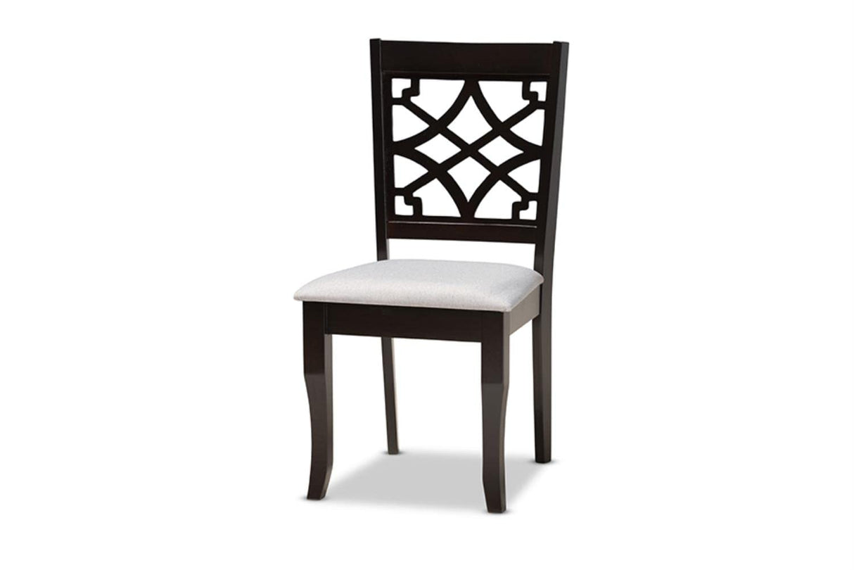 Modern and Contemporary Grey Fabric Upholstered and Dark Brown Finished Wood 7-Piece