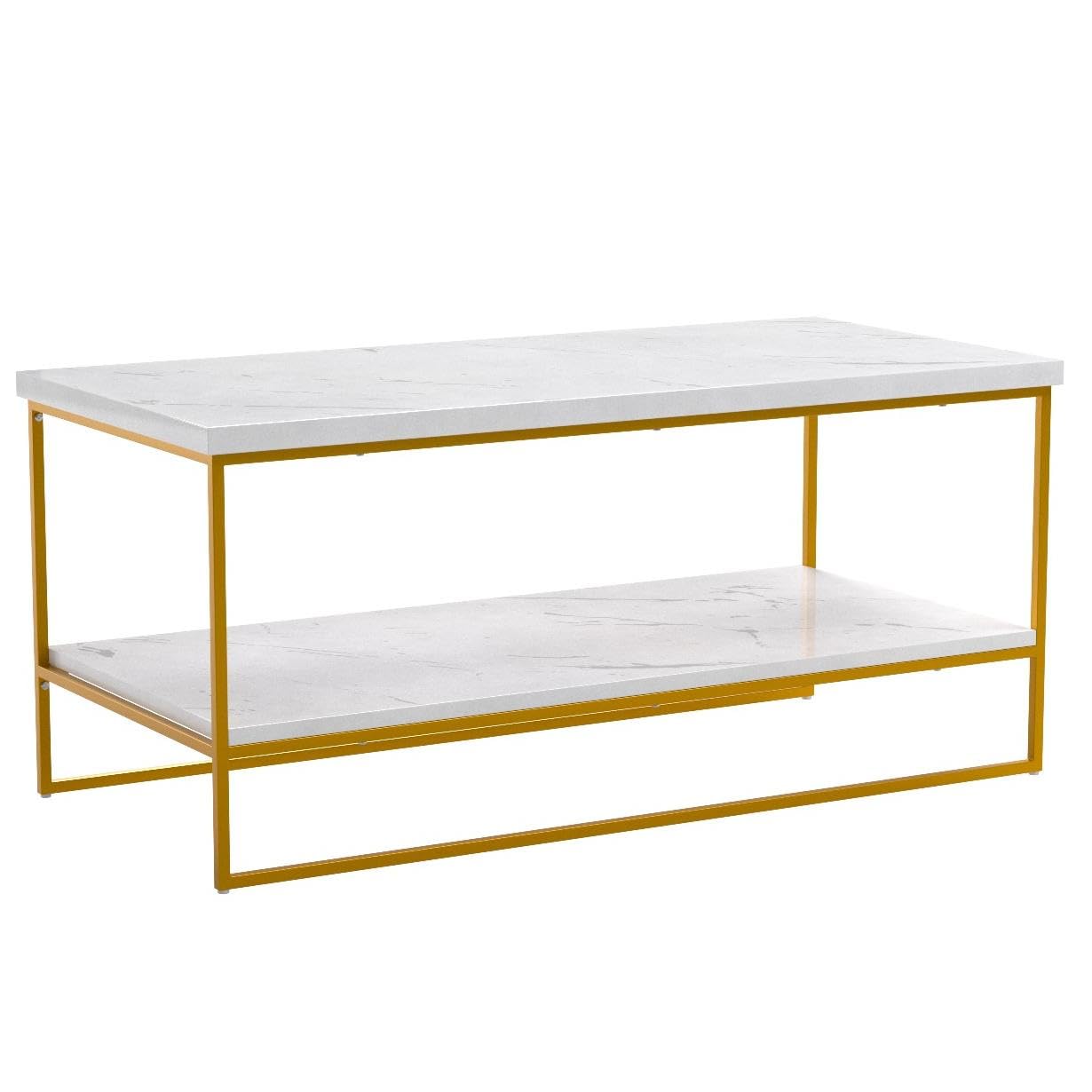 Faux Marble Gold Coffee Table, 41.7" Marble Coffee Table